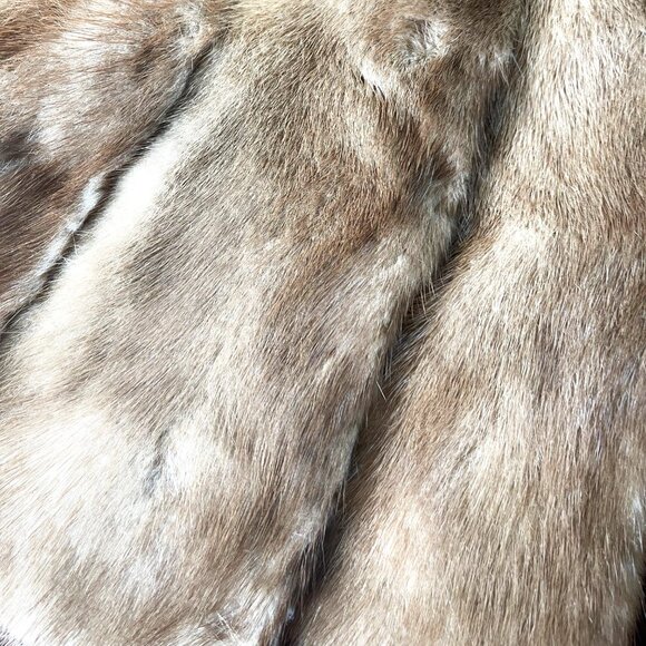VTG 1960s Genuine Mink Fur Stole Shawl Wrap Brown Satin Lined JC Penney Pockets - Picture 7 of 11